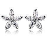 New High Quality CZ Zircon Crystal Flower Stud Earrings