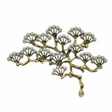 VAGULA Gold Plated Fashion Gingko Pearl Brooch
