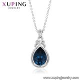 43831 Xuping Water Drop Shape Crystals From Swarovski White Gold Plated Chain Necklace