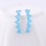Heart Shape Long Stud Earring White Gold Plated Crystal Earring