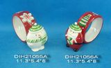 Hand-Painted Ceramic Snowman/Santa Napkin Ring