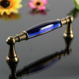 128mm Pitch Long Furniture Handle with Blue Crystal