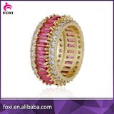18K Gold Ring Round Shape Crystal Zirconia Jewelry Rings