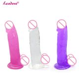 Medium Size Crystal Jelly Realistic Flexible Dildo for Women Toy