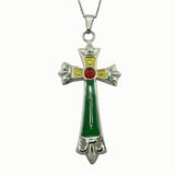 Fashion Large Enamel Gemstone Cross Necklace