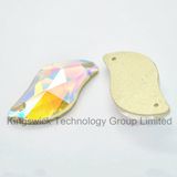 Sew on Crystal Ab Rhinestone S Shape with 2 Holes