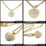 2016 Gold Heart Gold Engraved Crystal Necklace China Wholesale #15356