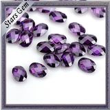 Good Quality Amethyst Color Double Checker Cut Oval CZ Stone