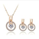 Big Sale Wedding Jewelry Sets Rose Gold Color Necklace/Earring Bijouterie Sets for Women