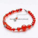 Semi Precious Stone Fashion Crystal Carnelian Beaded Bracelet Jewelry