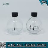 75ml Glass Nail Polish Remover Bottle Black Cap with Brush