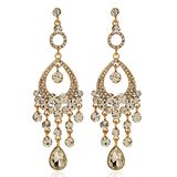 2017 Fashion Crystal Water Drop and Gemstone Tassel Earring