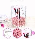 Acrylic Makeup Brushes Holder Real Technique Brush Storage with Pearl Beads