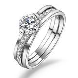 Real White Gold Plating Copper Zircon Engagement Wedding Ring