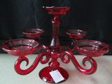Painting Red Glass Candle Holder with Five Poster