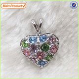 Fashion Alloy Custom Muticolor Crystal Pave Heart Charms