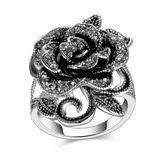Crystal Flower Shaped Gold Metal Bulk Wholesale Ring