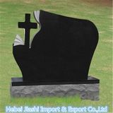 Shanxi Black Granite Cross Shaped Design Headstone with Golden Spots
