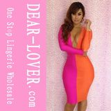 Ladies Orange Open Front 2 Colors Bodycon Dress