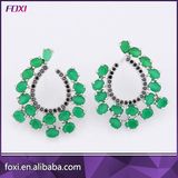 Copper Jewelry Crystal Glass Stone Earrings with Rhodium Plated