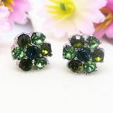 Fashion Emerald Crystals Flower Earrings Jewelry