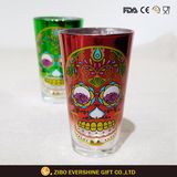 16oz Bottom Clear Glass with Skull Decal