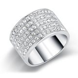 White Gold Fashion Jewelry Ring with Crystal Rhinestones
