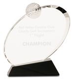 Elliptical Crystal Golf Trophy Black Base