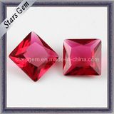 Rose Red Square Shape Princess Cut Glass