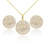 New Design Jewelry 18k Gold Plated Zircon Stone Earring Necklace Set