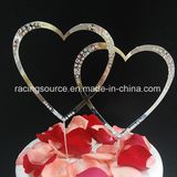 Rhinestone Doube Heart Wedding Cake Topper for Cake Decoration