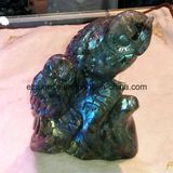 Semi Precious Gemstone Labradorite Shiny Owl Carving