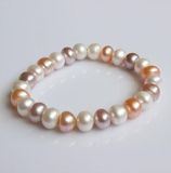 8-9mm Multicolor Elastic Freshwater Pearl Bracelet (EB1577)