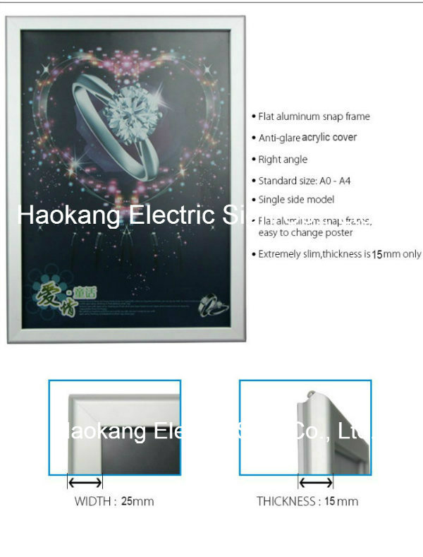 A2 Size Wall Mounted 100V - 240V Custom Snap Frame Poster Holder LED Menu Light Box