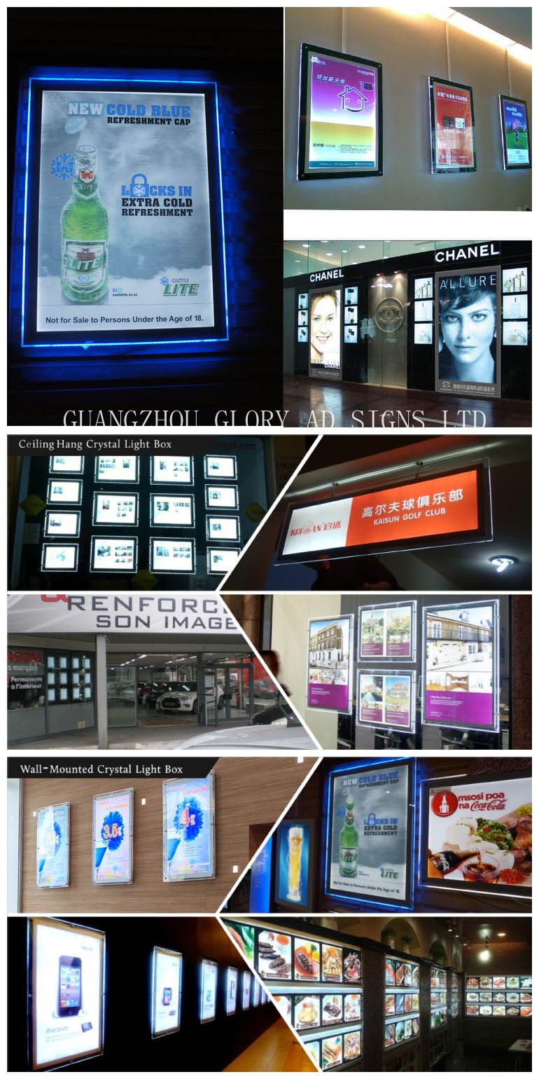 Single Side Crystal LED Light Box for Light Picture Frame